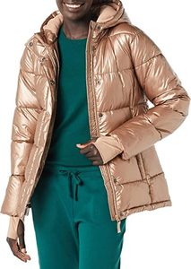 Chaqueta de plumón de alta calidad para mujer, Parka de invierno personalizada con cuello levantado y cremallera, Top acolchado de burbujas con brillo calentado - Product Image 5