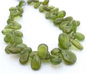 Cuentas de pera de vessonita natural 8-12mm 7,5 "hebra verde Vesuvianite cuentas lisas para joyería 100" CTs - Product Image 6