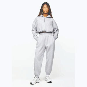 Survêtement athlétique durable pour femmes 65% coton 35% polyester manteau d'hiver à capuche court respirant dos avant imprimé course - Product Image 4