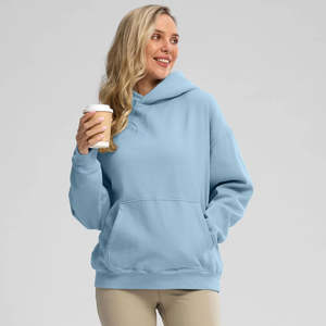 Sweat à capuche en polaire surdimensionné pour femme avec poche, coupe ample, décontracté, athlétique, pull d'entraînement, sweat à capuche en tricot imprimé pour femme - Product Image 1