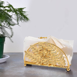 Porte-mouchoirs en laiton feuille Design support en bois cuisine noël or poli papier porte-mouchoirs pas cher prix - Product Image 6
