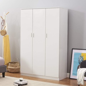 Tủ quần áo hiện đại kiểu mới bằng gỗ MDF màu trắng, 3 cánh trượt, có giá treo quần áo bằng gỗ, dùng cho phòng ngủ - Product Image 1