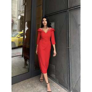 Vestido Midi Negro Elegante missJANELL para Mujer, Adornado con Pedrería, Doble Atlas y Tul, Mezcla de Poliéster y Elastano, Ropa de Fiesta - Product Image 5