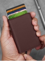 Dompet Unisex VAND Premium All-In-One dengan Penutup Snap, Desain Pendek-Tipis, Kulit Nappa Kambing Buatan Tangan, Katun Tahan Lama, RFID