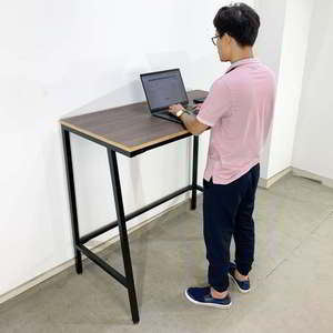 Table sur pieds en contreplaqué minimaliste 120x60x105cm Trapeze 2 pieds en fer, assemblage requis STD68032 - Product Image 6