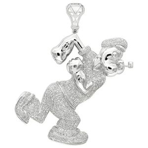 Design personnalisé 4ct Round Cut Lab Grown Pave Setting Popeye Diamond Pendant en or massif 14K Hip Hop Pendant du fabricant - Product Image 1