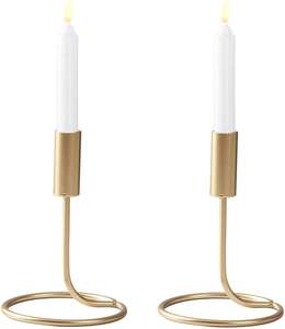 Customizable Logo <b>Set</b> of 2 Minimalist Gold Iron Pillar <b>Candle</b> Holders Home Decor for Christmas Occasions Metal <b>Candle</b> Settings - Product Image 1