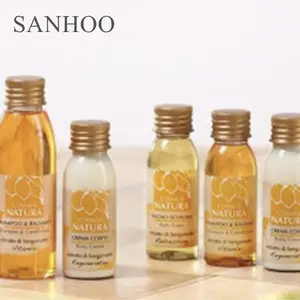 SANHOO New Style 5 Star Hotel Bedroom Sets Disposable Hotel Amenities Hair Conditioner Shower Gel Bath Gel Shampoo Soap Lotion