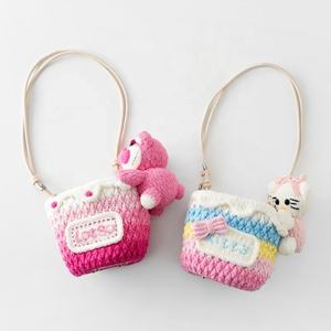 Handmade Crochet Cartoon Bucket <b>Bag</b> and <b>Coin</b> Purse Ladies and Kids' Gift with Strawberry Bear and Kitty Design Shoulder <b>Bag</b> - Product Image 1