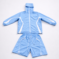 Ensemble court pour homme, coupe-vent à capuche avec passepoil contrastant, short assorti, style rétro sport streetwear, OEM/ODM personnalisé