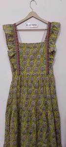 Vestido bohemio de algodón con estampado de bloque de mano indio para mujer, elegante, cómodo, estampado Floral, cintura Natural, respetuoso con el medio ambiente, personalizado - Product Image 4