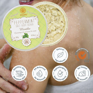 Exfoliante Corporal con Vitamina E y Sal Marina, Marca Privada para el Cuidado de la Piel Seca, Exfoliante Corporal Refrescante de Sal de Menta Hecho a Mano - Product Image 4