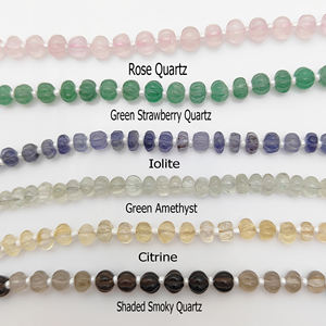 Brins de perles de citrouille sculptées en quartz rose Fournisseur de pierres précieuses en vrac de 8 pouces-Perles de melon - Product Image 2