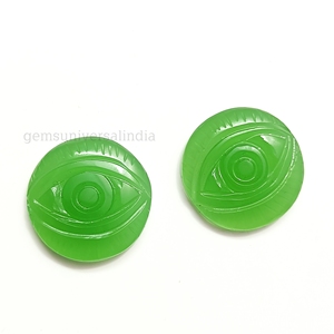 Piedra tallada de Calcedonia verde Natural 'EVIL EYE', abalorios de piedras preciosas sueltas de Calcedonia tallada a mano de alta calidad para la fabricación de joyas - Product Image 2