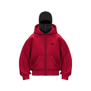 Haute qualité 500 GSM coton épais blanc uni teint lourd surdimensionné fermeture éclair sweats à capuche sans ficelle unisexe Logo personnalisé hiver - Product Image 3