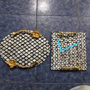 Plateau de service carré en résine de luxe vintage exclusif Poignée en feuille Resorts durables Snack Café Assiettes à dessert Design décoratif - Product Image 6