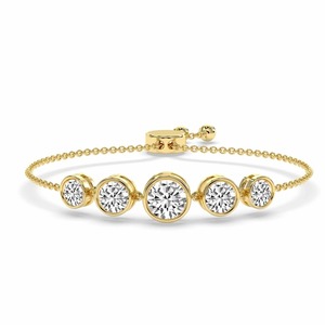 Bracelet de mode en or massif 14K avec rangée de 5 diamants de laboratoire, 2 carats total, couleur F-G, pureté VS - Product Image 3