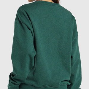 Sudadera de punto extragrande para mujer, cuello redondo, color liso, manga larga, estilo otoñal, largo regular, hombros caídos - Product Image 5