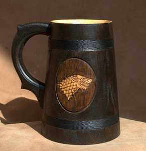 Handmade wooden beer mug eco-friendly sustainable carved wood <b>cup</b> Natural rustic wood drinking mug beer coffee tea Rustic - Product Image 6