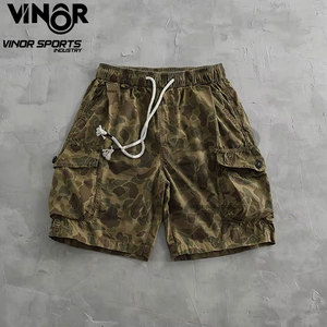 Pantalones cortos cargo de camuflaje Vintage para hombre, pantalones casuales de verano de pierna recta holgados, diseño multibolsillo, cuarto de moda - Product Image 4
