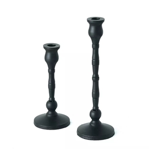 Support de pilier en laiton bougeoir décoratif support de bougie de Table en métal enduit de poudre noire bougeoir conique décoration de noël de vacances - Product Image 6