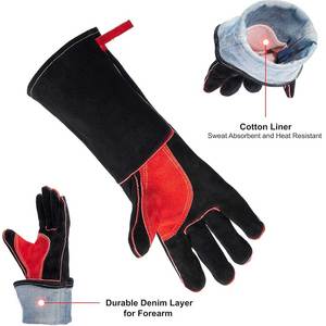 Gants de sécurité unisexes en cuir véritable, résistants aux hautes températures, pour la détection des aiguilles, vêtements de travail - Product Image 3