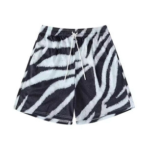 Fabricante de pantalones cortos de malla transpirable de secado rápido poliéster raya lateral Casual playa gimnasio pantalones cortos de malla para hombres - Product Image 4