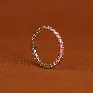 Luxurious 18KT Gold Plated Pink Round Cut Lab Grown Diamond Full Eternity Wedding Band Classic Luxury Wedding Gift for Women - Product Image 6
