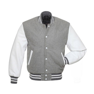 Chaqueta de lana gris jaspeado para hombre, chaqueta de béisbol universitaria de gran tamaño con letras deportivas de calle secundaria personalizada para hombre, envío DDP - Product Image 4