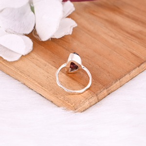 Solide 925 Sterling Silver Grenat Brut Gemstone Fine Ring Minimalist Jewelry Birthday Gift Handmade Jewelry Mom Gifts - Product Image 3