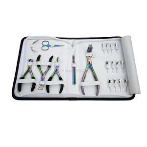 Hair <b>Extension</b> Tools Kit Rainbow Edition Including Tap-In Plier Crimping and Removing <b>Bead</b> Pliers Bond Cutter Loop Hook & Clips - Product Image 1