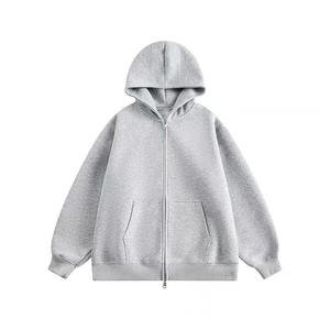 Sweat à capuche pour hommes avec impression personnalisée Sweat-shirt ample à fermeture éclair de haute qualité Sweat à capuche de couleur unie lourd - Product Image 4