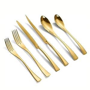 Juego de cubiertos de acero inoxidable con acabado Chapado en Color plateado de 5 cubiertos con mango de diseñador para cocina, mesa, café, Fiesta en casa, uso - Product Image 6