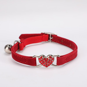 <span class=keywords><strong>Collar</strong></span> de nailon para mascotas para gatos, perros, agua, diamante, amor, franela, estampado de corazón, suave, cómodo con campana, decoración de cinta de estilo bonito - Product Image 5