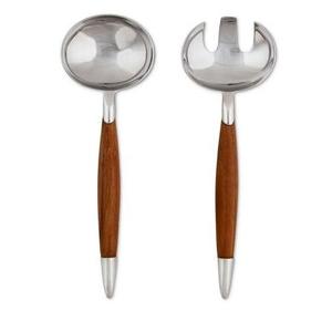 Ensemble cuillère et fourchette à salade en métal argenté au design élégant, écologique, avec poignée en corde, compatible lave-vaisselle, pour table à manger - Product Image 3