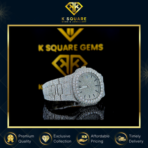 Nouvelle montre de luxe de qualité supérieure, résistante à l'eau, analogique, en acier inoxydable, à quartz automatique, avec bracelet en moissanite et diamants - Product Image 2