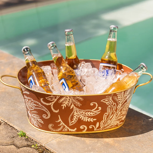 Seau à glace en métal galvanisé fonctionnel et esthétique, parfait pour refroidir la bière lors des fêtes, des hayons et des rassemblements en plein air - Product Image 5