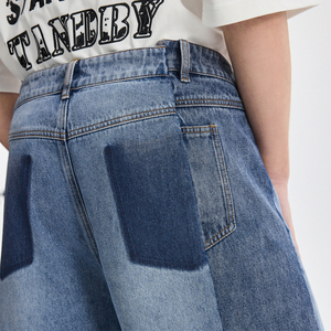 Pantalones cortos vaqueros lisos de diseño personalizado holgados y gruesos Y2K 2 en 1 cortos desgastados con cremallera y borde de mosca - Product Image 5