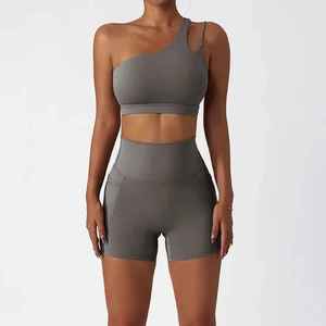 Ensemble de fitness personnalisé pour femmes-Ensemble de yoga et d'entraînement de gymnastique en nylon à compression de 2 pièces avec quantité minimale de commande bas - Product Image 1