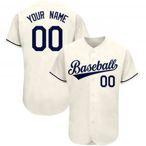 Vente en gros Maillots de baseball personnalisés unisexes Chemises à transfert thermique OEM brodées avec logo antibactérien 100% polyester - Product Image 1