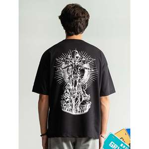 Death Note T-shirt en jersey 100% coton vintage, coupe ample, respirant, avec motif logo de personnage, 300 grammes de tissu - Product Image 4