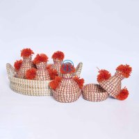 Meilleur choix de plateau en jonc de mer avec ensemble de paniers Bolga colorés organisateur de stockage tissé pour Ramadan Eid cadeaux paniers décoration de la maison