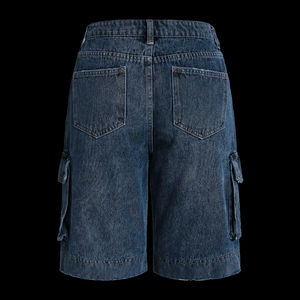 Shorts de Mezclilla con Lavado Vintage para Hombre, Estilo Casual Cargo con Bolsillos Laterales Grandes y Funcionales, Transpirables, Duraderos, Corte Regular 124 - Product Image 4