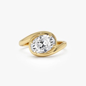 Splendid Bypass Oval Shaped Lab Grown Diamond Engagement <b>Ring</b> 1.50 Ct E-F VS 14K Gold For Engagement Party Gift Fine Jewellery - Product Image 1