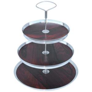 Soporte de servidor de pastel de madera y metal decorativo hecho a mano de calidad estándar - Product Image 1