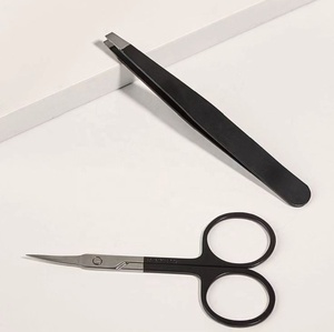 Juego de Pinzas para Cejas de Primera Calidad con Tijeras para Cutículas, Color Negro Mate, 5 Piezas, Se Acepta Logotipo Personalizado - Product Image 6