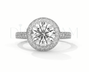 Luxueuse bague de fiançailles en diamant Leb Original en argent sterling 925 pour femmes pierres Halo avec diamant taille ronde - Product Image 2