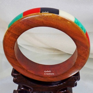 Brazalete Multicolor de Madera y Resina Artesanal, Pulsera de Moda Gruesa para Mujer, Colección de Joyas Bohemias y Llamativas - Product Image 2