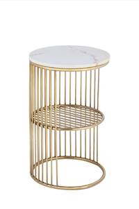 Modern Round Brass Coffee Table With Marble <b>Top</b> Contemporary Decorative Living Room Furniture - Product Image 5
