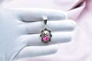 Colgante hecho a mano de rodio/chapado en oro de algodón caramelo Dalia en plata de ley collar ajustable de piedra Natural para mujeres y niñas - Product Image 3